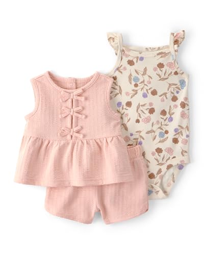 Carters Girl 3-Piece Short Set Pink/Cream 6M