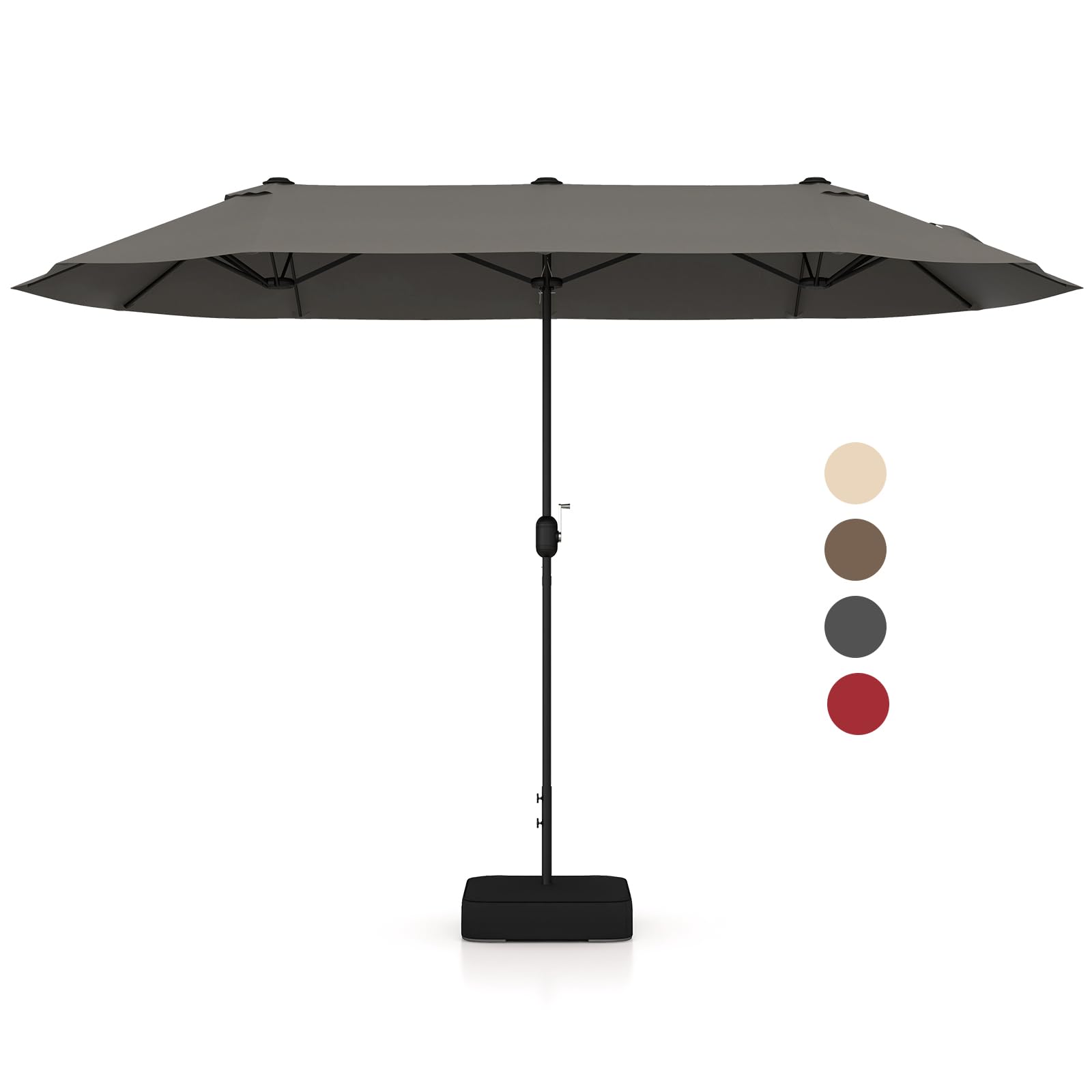 KOMFOTTEU Sombrilla de Jardín Doble 396 x 201 cm, Parasol Rectangular con Manivela y Base, Sombrilla de Balcón Grande con Protección UV, Paraguas de Exterior para Piscina, Terraza, Patio