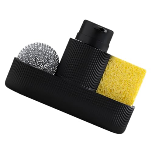 PRETYZOOM Black Kitchen Sink Dish Soap Dispenser Soap Dispenser Sponge Holder Lotion Bottle for Tidy Kitchen