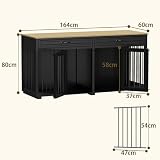 Hundekäfig für Zuhause, Eisen Hundebox,Hundebox XXL,Hundehütte Hundekiste für den Innenbereich,PB-Brett + Bügeleisen mit 2 Türen 164 x 80 x 60 cm, Metall, Schwarz + Braun
