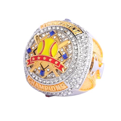 Image of 2 pcs Pack or 12 pcs Pack Softball Championship Trophy Ring Award Gift for Tournament Champion Team palyers Awards Trophy on Side Size 9.5