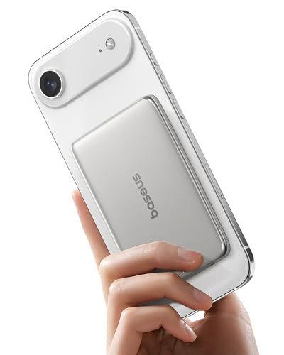 Image of Baseus Picogo Power Bank, 0.3 inch Ultra Slim 5000mAh MagSafe Battery Pack, Upgraded CCC Certified and Polished Alloy Magnetic Portable Charger, Wireless Charger for iPhone 17 /16 /15 /14 /13 /12