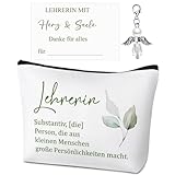Otuuz 3 Stück Dankesgeschenk Lehrerin Make-Up Tasche Dankeskarte Schutzengel Schlüsselanhänger Dankeschön Geschenk Lehrerin Abschiedsgeschenk für Erzieher Erzieherin Lehrer Kindergarten(Sinnvoller Sti