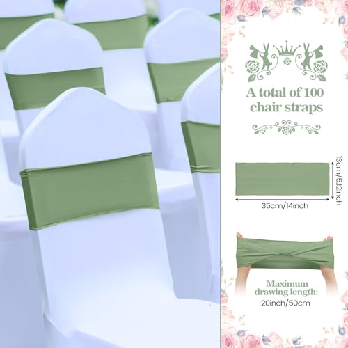 image for CHENGU 100 Pcs Spandex Chair Sashes Plain Bow Wedding Royal Chair Band