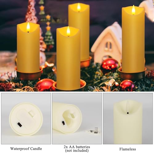 Image of 24 Pack Flameless LED Pillar Candles with Remote - Battery Operated Ivory Candles, Waterproof, 3 Sizes for Wedding Centerpieces, Christmas Decor, Home Party, Tabletop Lighting
