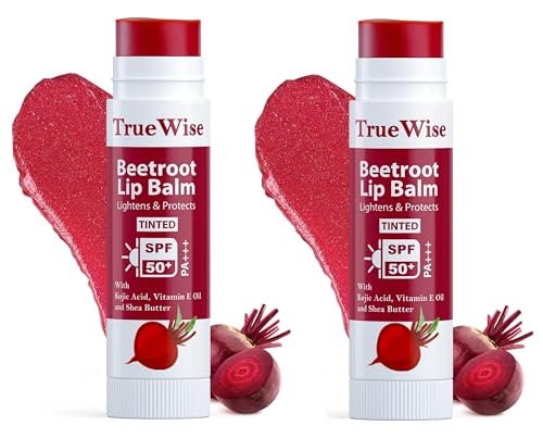 Image of Tinted Lip Balm with SPF 50 PA+++ Brightening Beetroot For Dark Lips With Kojic Acid,Vitamin E, Soft, Glossy Lips- SPF lip balm for Women 5g (Pack Of 2)