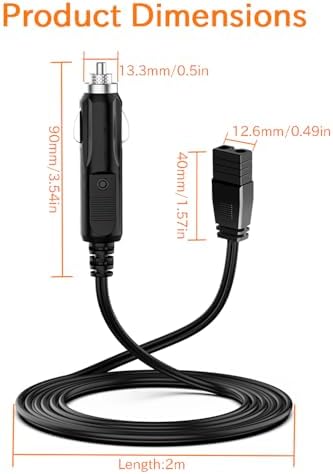 12V Cable de Extensión 2m para Refrigerador Mobicool CoolBox - Enchufe Mechero Coche Camping