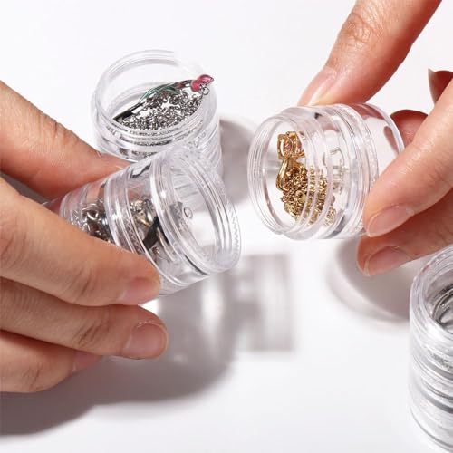 2pack Stackable Cosmetic Jars,7 Layer Clear Plastic Round Storage Jars 5G Multilayer Empty Cosmetic Jewelry Storage Box with Screw Cap Lid3
