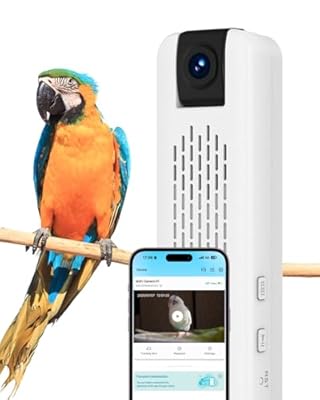 CATBOAT Smart Bird Training Camera - 2.5K HD Bird Cage Camera with Voice Recorder & 2-Way Talk, Auto Recording, Night Vision, for Parrot Cockatiel Lovebird Small Pets Like Hamsters Rabbits
