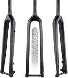 NIKANXIA Forcella Rigida MTB in Fibra di Carbonio 26/27.5/29'', ASSE Passante 15x100mm, Freno a Disco, Tubo Dritto/Conico 1-1/8''(26''Matte Black,1-1/2'')