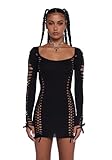 Zauberhafter Stil – ein Hingucker mit dem alternativen Spells Cut-Out-Kleid aus schwarzem Stretch-Baumwolljersey für einen schlanken, schmeichelhaften Look.
