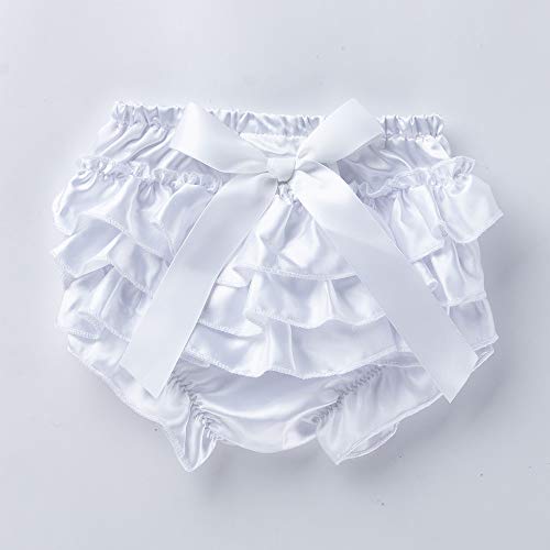 Mercatoo Pacote de calcinhas de fralda com babados e laço para bebês meninas (branco, M)