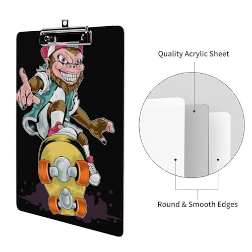 Planchette A4 Singe Skateboard idéale pour menu de restaurant