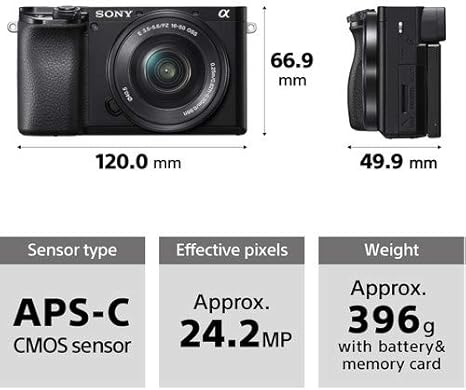 Sony Alpha A6100 Mirrorless Camera with 16-50mm and 55-210mm Zoom Lenses, ILCE6100Y/B, Black
