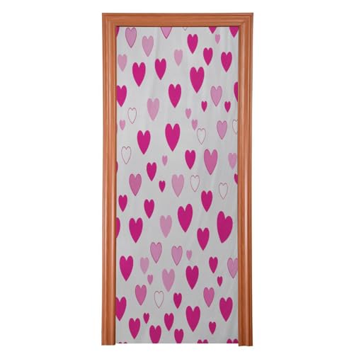 FLildon Plum Red Heart Love Valentine's Day Door Cover Decoration, Party Accessory Porch Decor for Festive Ornament Room Door Covers 35 x 79 Inch