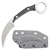 Ccanku C1151 Fixed Blade Knife, D2 Blade and G10 Handle Tool Knife, EDC Knife for Outdoor Camping Hiking(Silver)