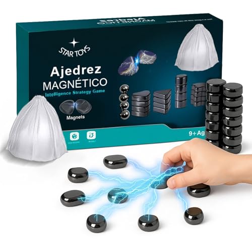 Juego de ajedrez magnético de 40 Piezas, Caja de 40 imanes, Juego de Mesa Magnetic para Entretenimiento Familiar, ajedrez magnético Mejorado navideña para niños y Adultos magentic Chess