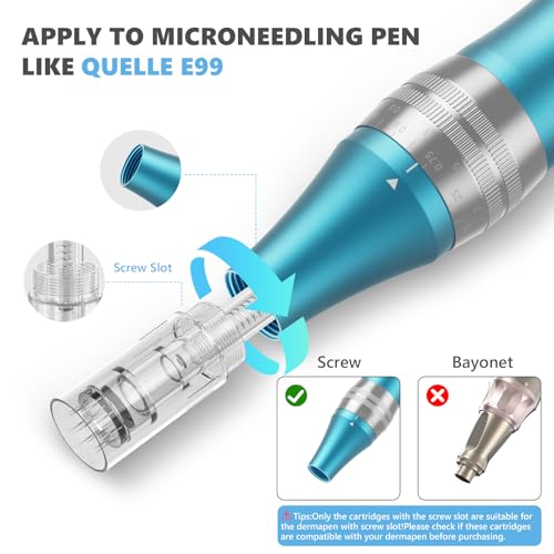 10 Stück Microneedling Nadeln Rund Nano Pins Ersatz Dermapen Nadeln Microneedling Nadelpatronen Universal Micro Needling Nadeln mit Gewinde Port für Elektrischer Microneedling Pen EN99-10-RN