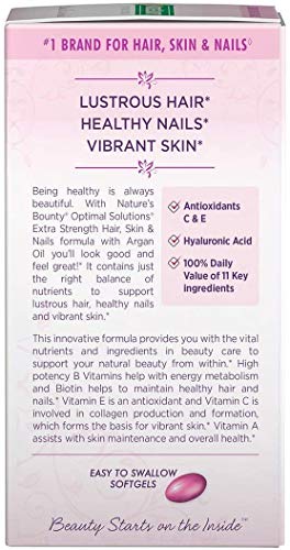 Nature's Bounty Optimal Solutions Hair Skin & Nails Extra Strength Softgels, 150 Count