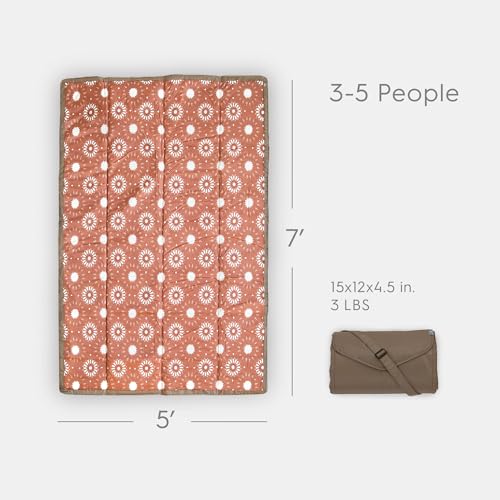 Image of Little Unicorn 5'x7' Outdoor Family Picnic & Beach Blanket | Durable & Water-Resistant Fabric | Compact Fold & Easily Wipes Clean | Zipper Pocket (Sun Baked)