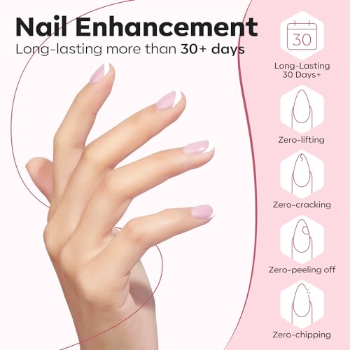 Image of modelones Builder Nail Gel, 8-in-One Nude Pink Shimmer Builder, Glitter Sparkle Rainbow Nail Gel Polish, Jelly Pink Iridescent LED Lamp Cured Hard Rubber Color Base for Home DIY Salon Girls