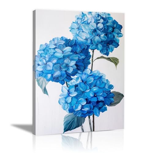 Tableau peinture d'hortensia WODJEM 40x60cm encadrée pour décoration murale
