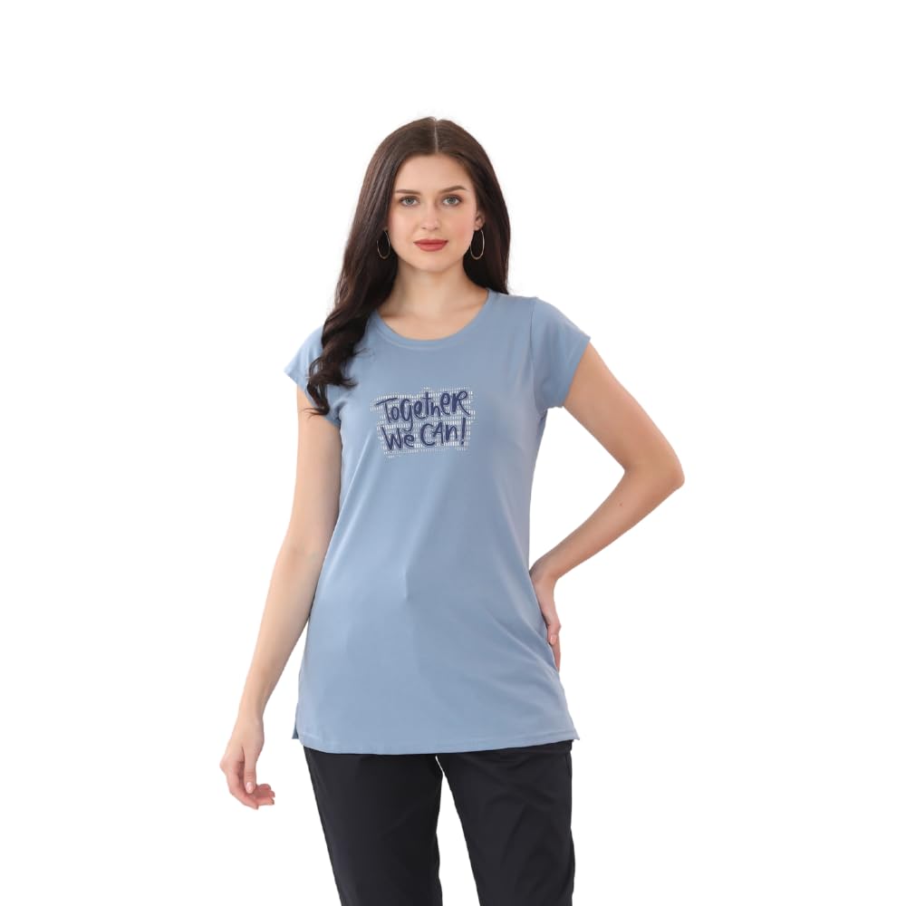 Lango Cotton Long T-Shirt for Women, Casual Printed Design, Comfortable Fit, Crew Neck Tshirt for Women, Casual T Shirt - Review, Price and Buying Guide