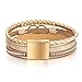Fesciory Leopard Bracelet for Women, Boho Leather Wrap Multi-Layer Pearl Crystal Bracelet Bangle Jewelry (B38:Double Circle(Khaki))
