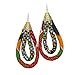 Double Loop Kente Ankara Earrings | African Earrings | Kente Earrings | Afro Earrings | Ankara Print Fabric | Africa hoop earrings | Afrocentric | Cloth & Cord