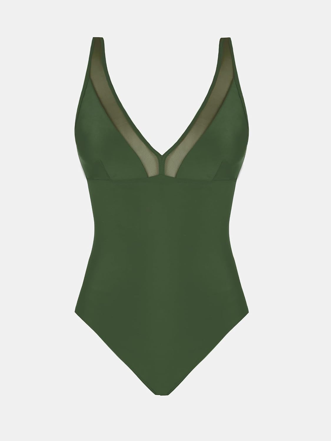 CUPSHE Women's One Piece Swimsuit Bathing Suit Plunging V Neck Wide Adjustable Straps Mesh