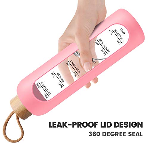 Water Bottle with Bamboo Lid (Pink)