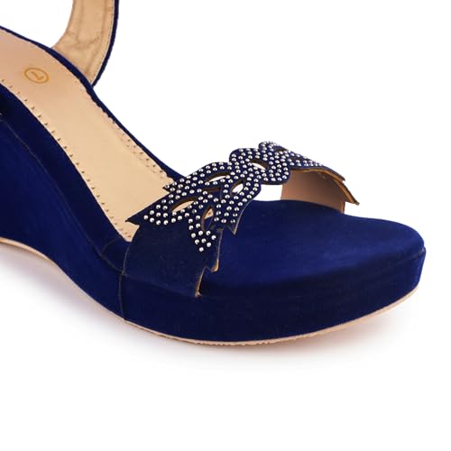 Image of Women's Platform Heels Signora115|Chunky Flared High Heel Sandals |Glossy Open Toe with Ankle Strap Signora115