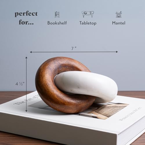 Cork & Mill Marble and Wood Knot Decor - Decorative Object for Shelves, Bookcase, Console, Mantel or Side Table - Entryway Decor Item - Coffee Table Centerpiece for Living Room - Handcrafted Accent - Image 2