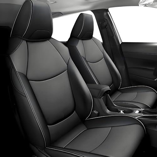 Seat Covers for Toyota Sienna 2021 2022 2023 2024 2025 LE, XLE,8 Seats,2nd Row 4/2/4 Split,Custom Fit Full Set Sienna Seat Covers,Durable and Breathable Faux Leather,Airbag compatible(Black/Gray)