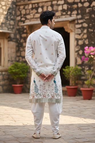 Image of Trustous Men's Pure Cotton Kurta Dhoti Set | Traditional Ethnic Wear for Festive, Wedding & Puja Occasion