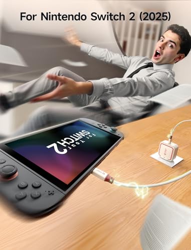 Image of JSAUX 65W GaN USB C Charger for Switch 2, EU /UK Plug, 6.6FT Cable, White | Powers in TV Mode, GaN PD Fast Charge for ROG Xbox Ally, Steam Deck, ROG Ally, iPhone 17, Galaxy, Tablet & Laptop