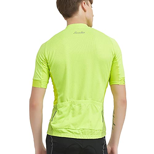 Maillot de cyclisme manches courtes Santic vert à poches dos - 7