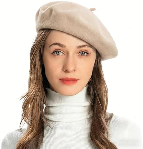 ZLYC Wool French Beret Hat Solid Color Classic Artist Cap for Women