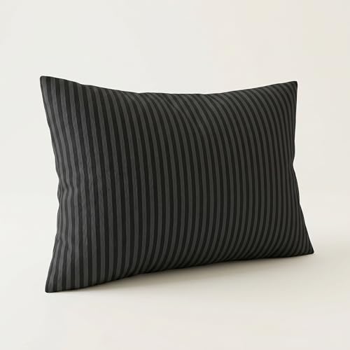 Image of Filymore Single Bed Bedsheet with 1 Pillow Cover, 300 TC Microfiber Satin Striped Bedsheet, Soft & Breathable Single Size Bedcover 90x60 Inches, Black