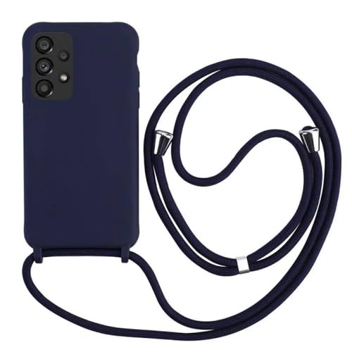 Étui avec lanière Samsung Galaxy A54 A14 A34 A13 S23 S22 Coque souple cordon bleu