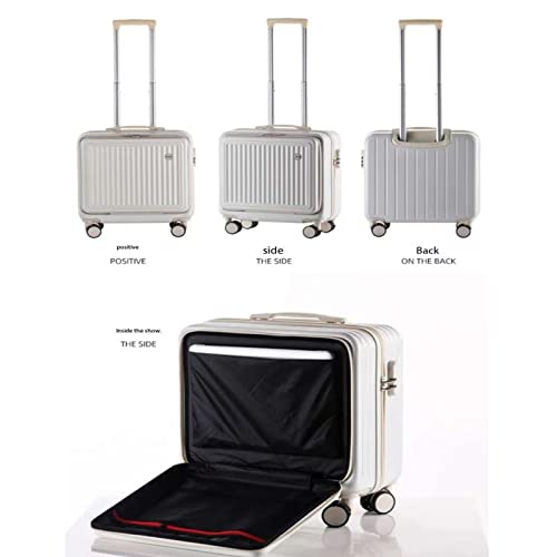 Small and Light Universal Silent Wheel Password Suitcase, Multi-Block Height Adjustable, 180 Degree Front Cover Fully Open Luggage,White-45 * 43 * 23CM (Black 48 * 45 * 24CM)4