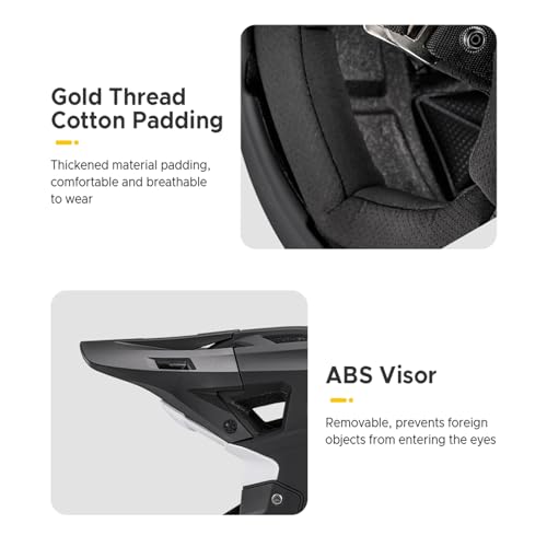 Downhill MTB Full Face Helmet Adult,SHUAIGUO Full Face Mountain Bike Helmet Adult Racing Downhill MTB Helmet for Mountain Bike,for head circumference 59-61cm(Black and White & L) - Image 5