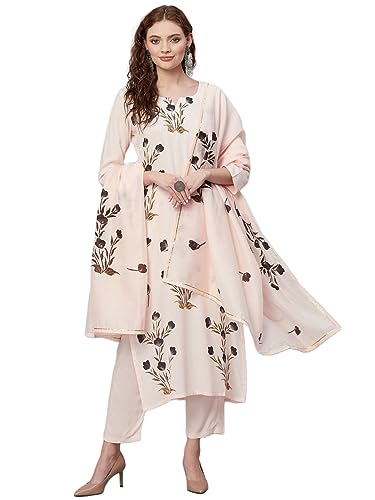 Vêtement femme coton pêche taille L ensemble pantalon dupatta chic