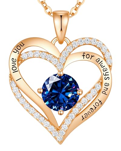 Image of CDE S925 Birthstone Heart Pendant Necklaces Jewelry Gifts for Wife