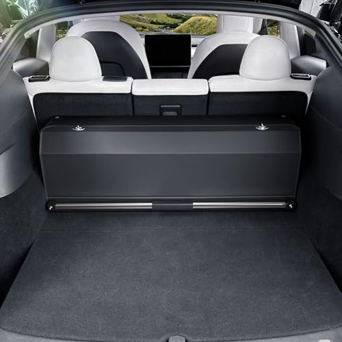 XCF Car Trunk Organizer for 2022-2023 Tesla Model Y (5-Seater), Leather Trunk Organizer with Lid and Push-pull Handle Large Suv Storage Organizer (Black, 37.01 x 11.42 x 12.2in)
