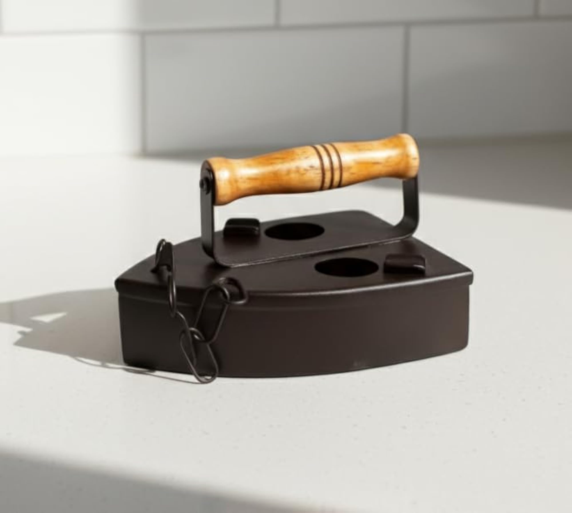 Vintage Coal Press Shaped Ashtray with Lid