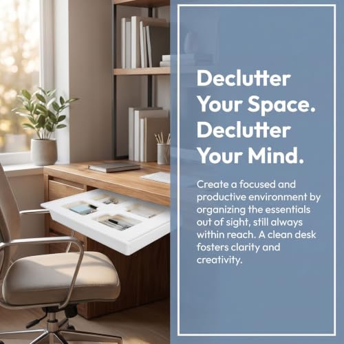 Veemoon set de 3 cajones adhesivos ocultos para escritorio, organizador extraíble sin taladro para oficina, cocina y dormitorio, tamaños pequeño, mediano y grande, ahorro de espacio miniatura 3