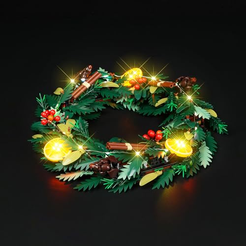 cooldac Kit d'éclairage LED compatible avec Lego Wreath - Kit d'éclairage LED compatible avec Lego 10340 icônes Wreath 10340 - Couronne de Noël (lumières uniquement, pas de modèles)