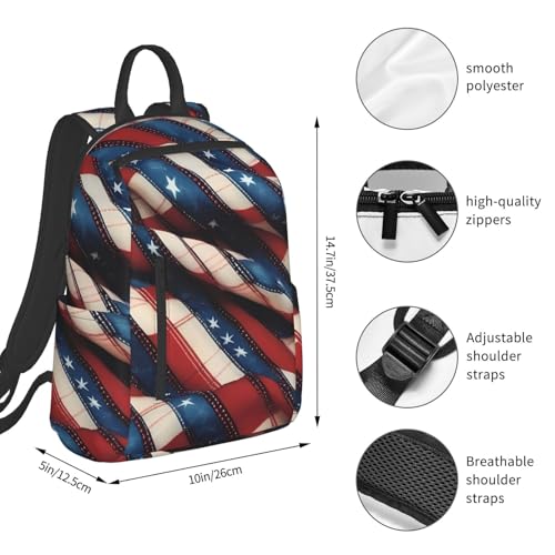 American Flag Patchwork Print Outdoor Backpack Simple Casual Travel Daypack Waterproof Packable Large Capacity4