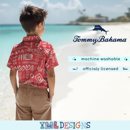 Image of Tommy Bahama Boys Classic Woven Button-Down Short-Sleeve Hawaiian Shirt with Pocket for Kids